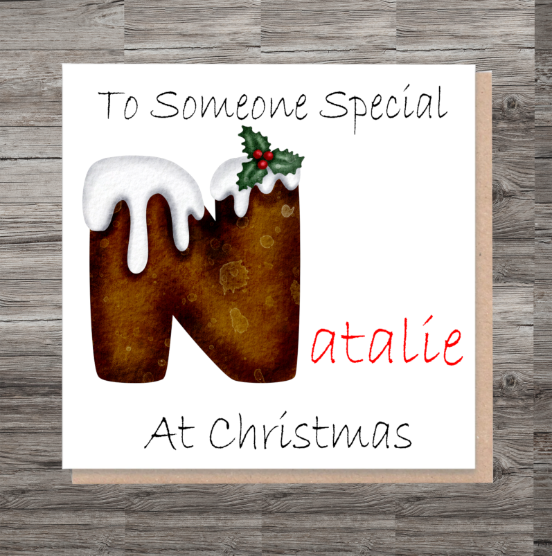 Someone Special At Christmas Card, Letter Art Christmas Pudding